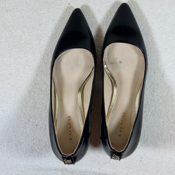 COACH Sloan Black Leather Kitten Heel Pump - Size 7 B Classic Luxury Old Money - Picture 10 of 12